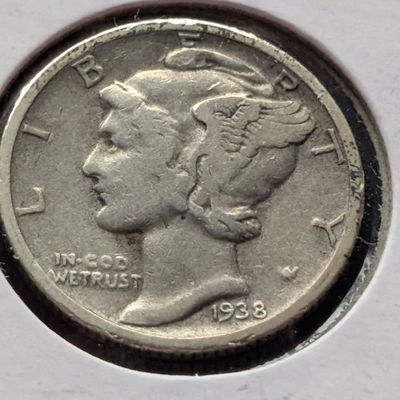 Sale Photo Thumbnail #381: 1938-S Mercury 90% Silver Dime