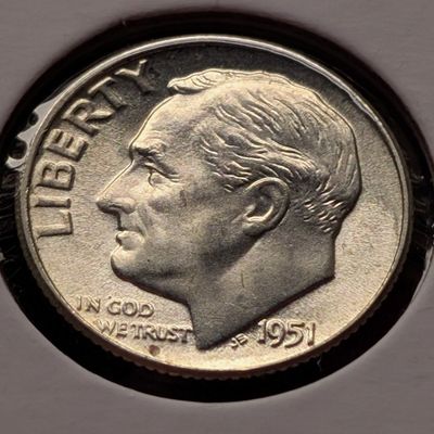Sale Photo Thumbnail #272: 1951 Roosevelt 90% Silver Dime - UNC.