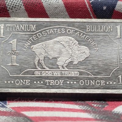 Sale Photo Thumbnail #252: One Troy Oz. .999 Pure Titanium Buffalo Bar - BU, New
