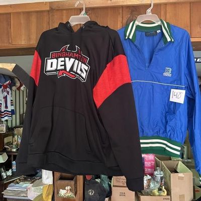 Sale Photo Thumbnail #144: Binghamton Devils Hoodie & Whalers Windbreaker