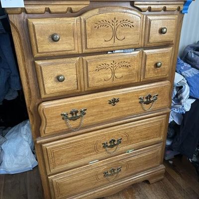 Sale Photo Thumbnail #154: Country Style Five-Drawer Oak Dresser
