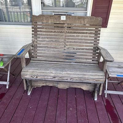 Sale Photo Thumbnail #162: Wood Porch Glider with Side Tables