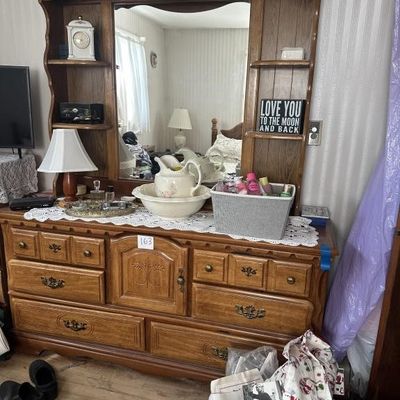 Sale Photo Thumbnail #159: Country Style Oak Dresser with Hutch Mirror