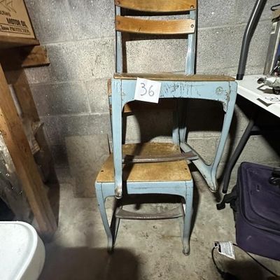 Sale Photo Thumbnail #34: Pair Vintage School Desk Chairs