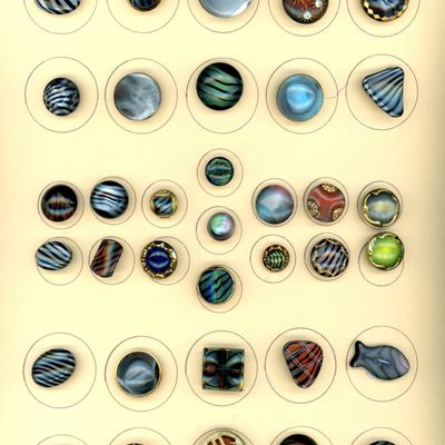 Sale Photo Thumbnail #333: A CARD OF DIVISION THREE SPECIALIZED GLASS BUTTONS