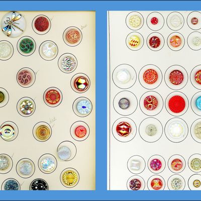 Sale Photo Thumbnail #144: 2  CARDS OF DIVISION THREE GLASS BUTTONS