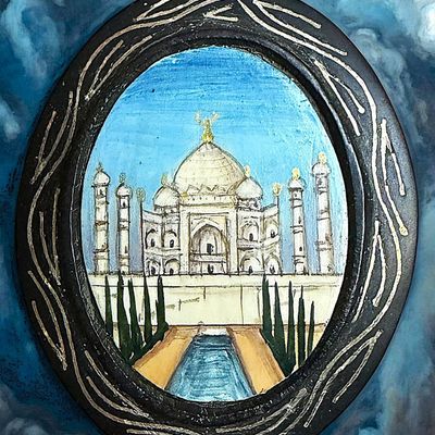 Sale Photo Thumbnail #76: A DIVISION THREE HAND PAINTED TAJ MAHAL BUTTON
