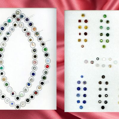 Sale Photo Thumbnail #151: 2  CARDS OF DIV. 1  ASSORTED GLASS & IN METAL BUTTONS