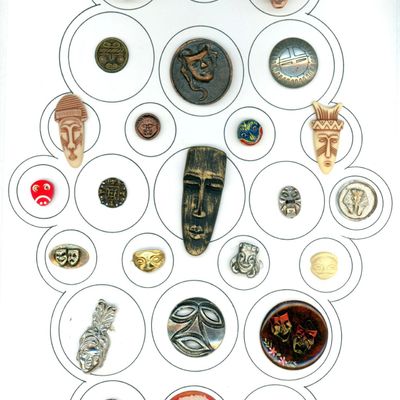 Sale Photo Thumbnail #378: A CARD OF DIVISION 1 & 3 ASSORTED MASK BUTTONS