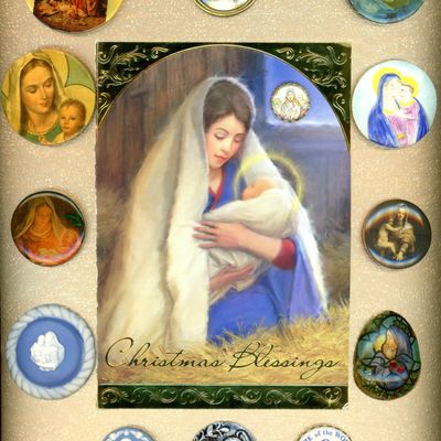 Sale Photo Thumbnail #178: A CARD OF DIVISION THREE MADONNA & CHILD BUTTONS