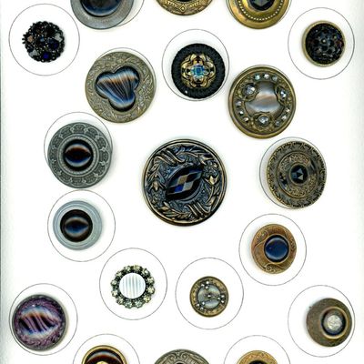 Sale Photo Thumbnail #40: A CARD OF DIVISION 1 & 3 GLASS IN METAL BUTTONS