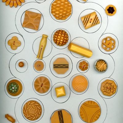 Sale Photo Thumbnail #88: A CARD OF DIVISION THREE BAKELITE BUTTONS