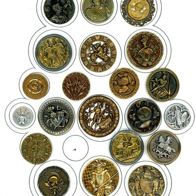 Sale Photo Thumbnail #306: A CARD OF DIVISION ONE METAL PICTURE BUTTONS