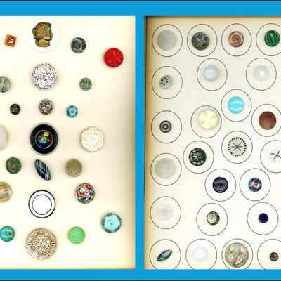 Sale Photo Thumbnail #240: 2 CARDS OF DIVISION ONE ASSORTED GLASS BUTTONS