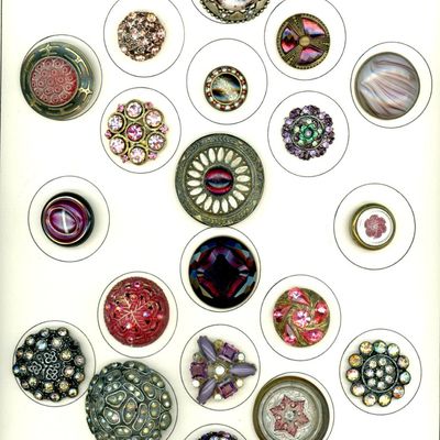Sale Photo Thumbnail #160: A CARD OF DIVISION 1 & 3 GLASS IN METAL BUTTONS