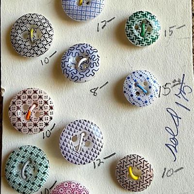 Sale Photo Thumbnail #234: A SMALL CARD OF DIVISION ONE CALICO CHINA BUTTONS