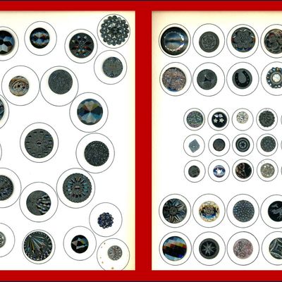 Sale Photo Thumbnail #239: 2 CARDS OF DIVISION ONE BLACK GLASS BUTTONS