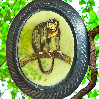 Sale Photo Thumbnail #251: A DIVISION THREE HAND PAINTED MONKEY BUTTON