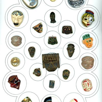 Sale Photo Thumbnail #380: A CARD OF DIVISION 1 & 3 ASSORTED MASK BUTTONS