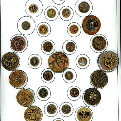 Sale Photo Thumbnail #266: A CARD OF DIVISI0N ONE WOOD BACKGROUND BUTTONS