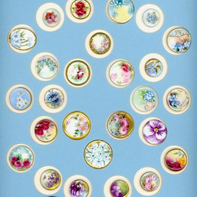 Sale Photo Thumbnail #96: A CARD OF DIVISION ONE HAND PAINTED CERAMIC BUTTONS