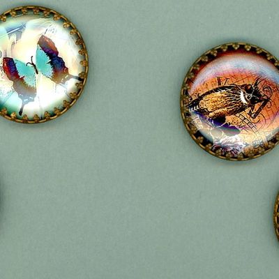 Sale Photo Thumbnail #64: A SMALL CARD OF DIVISION THREE GLASS IN METAL BUTTONS