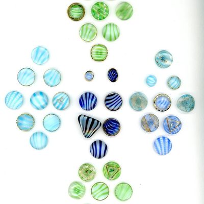 Sale Photo Thumbnail #5: A CARD OF DIVISION THREE MOONGLOW GLASS BUTTONS