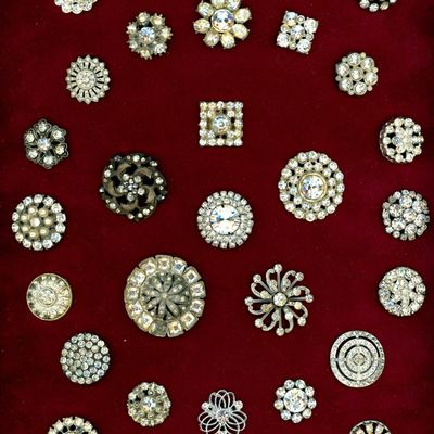 Sale Photo Thumbnail #296: A CARD OF DIVISION ONE & THREE JEWELED BUTTONS