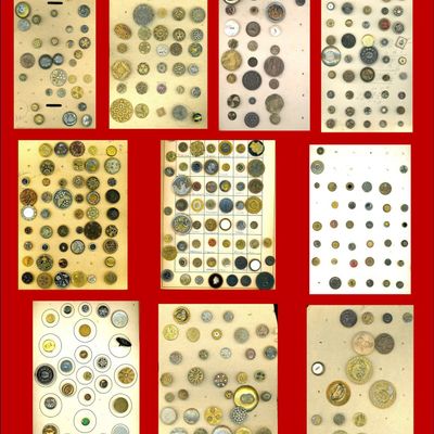 Sale Photo Thumbnail #125: 9 CARDS OF DIVISION 1 METAL PICTORIAL & PATTERN BUTTONS
