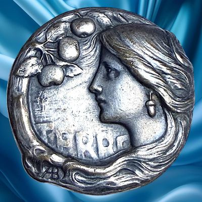 Sale Photo Thumbnail #204: A DIVISION 1  SILVERED ART NOUVEAU ARMAND BARGAS BUTTON