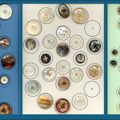 Sale Photo Thumbnail #184: 3 CARDS OF DIVISION ONE SHELL BUTTONS