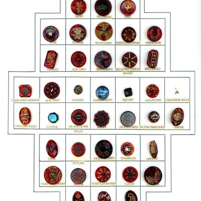 Sale Photo Thumbnail #143: A CARD OF DIVISION ONE RUBY RED GLASS BUTTONS