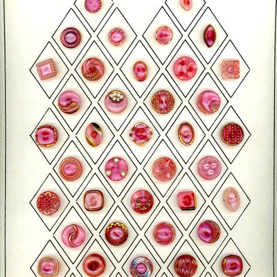 Sale Photo Thumbnail #3: A CARD OF 1940'S WEST GERMAN GLASS MOONGLOW BUTTONS