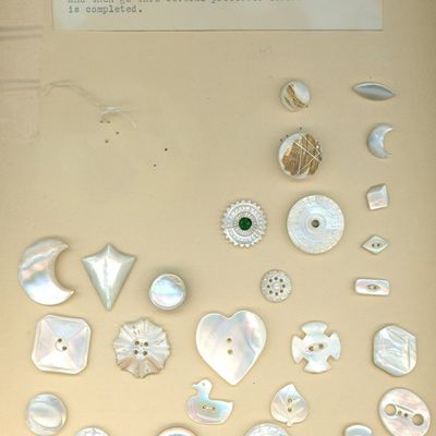 Sale Photo Thumbnail #50: A CARD OF DIVISION ONE PEARL BUTTONS INCL. JEWELED