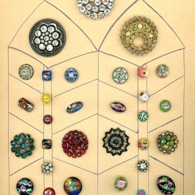 Sale Photo Thumbnail #43: A CARD OF DIVISION 1 & 3 GLASS & GLASS IN METAL BUTTONS