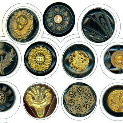 Sale Photo Thumbnail #386: A PARTIAL CARD OF DIVISION THREE BAKELITE BUTTONS