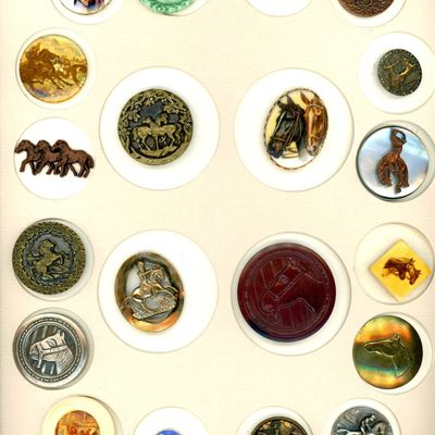 Sale Photo Thumbnail #394: A CARD OF DIVISION ONE AND THREE HORSE BUTTONS