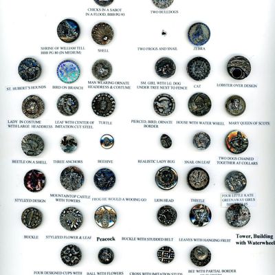 Sale Photo Thumbnail #133: A CARD OF DIVISION ONE PICTORIAL BLACK GLASS BUTTONS
