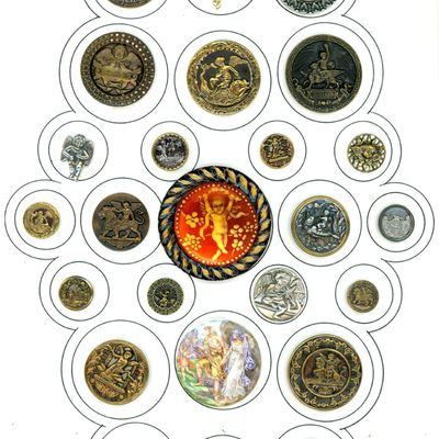 Sale Photo Thumbnail #307: A CARD OF DIVISION ONE AND THREE CHERUB/CUPID BUTTONS