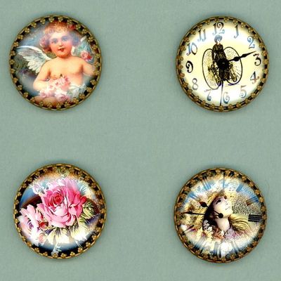 Sale Photo Thumbnail #155: A SMALL CARD OF DIVISION THREE GLASS IN METAL BUTTONS