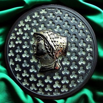 Sale Photo Thumbnail #135: A DIVISION THREE PICTORIAL BLACK GLASS BUTTON