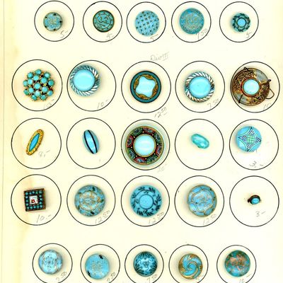 Sale Photo Thumbnail #157: A CARD OF DIVISION ONE GLASS AND GLASS IN METAL BUTTONS