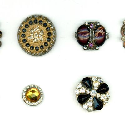 Sale Photo Thumbnail #42: A SMALL CARD OF DIVISION 1 AND 3 GLASS IN METAL BUTTONS