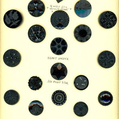 Sale Photo Thumbnail #138: A CARD OF DIVISION ONE ALL BLACK GLASS BUTTONS
