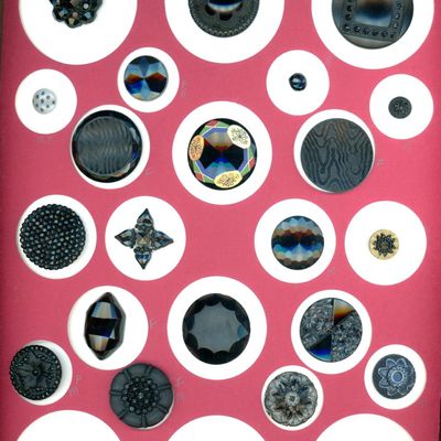 Sale Photo Thumbnail #131: A CARD OF DIVISION ONE BLACK GLASS BUTTONS