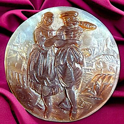 Sale Photo Thumbnail #187: A DIVISION ONE PICTORIAL CARVED PEARL BUTTON