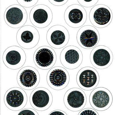 Sale Photo Thumbnail #139: A CARD OF DIVISION ONE BLACK GLASS BUTTONS