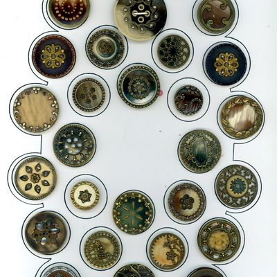 Sale Photo Thumbnail #112: A CARD OF DIVISION ONE VICTORIAN CELLULOID BUTTONS
