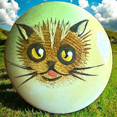 Sale Photo Thumbnail #22: A DIVISION THREE HAND PAINTED CAT BUTTON