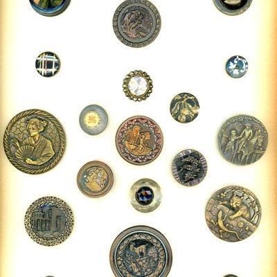 Sale Photo Thumbnail #244: A CARD OF DIVISION ONE METAL PICTIURE BUTTONS